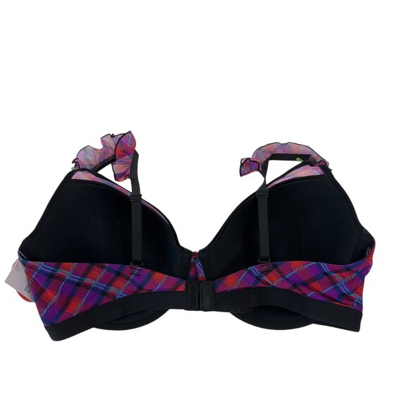 Parade Women Silky Mesh Plaid Push-Up Bra SZ L Flutter T-Shirt Straps - Picture 7 of 8